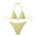 thumbnail image 1 of uvwlwu Women Ribbed Triangle Halter Bikini Top with Tassel Charm Two Piece Swimsuit,S, 1 of 6