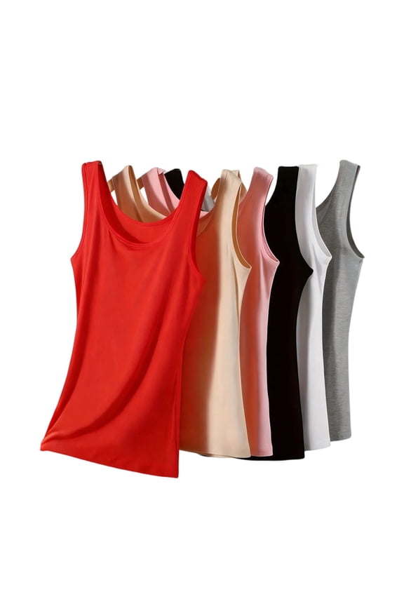 uvwlwu Women's 6-Pack Basic Tank Tops Wide Strap Sleeveless Stretchy Casual Layering Shirts,S