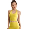 thumbnail image 1 of uvwlwu Women's Back Cutout Sports Bra Halter Neck Twisted Cropped Yoga & Workout Tank Top,L, 1 of 6