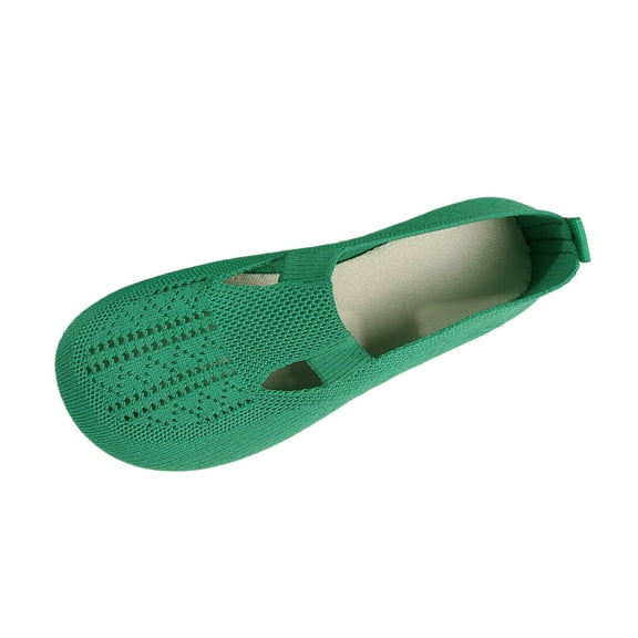 uvwlwu Women's Ballerina On Shoes Non Knitted Trainers Comfortable Breathable Summer Sporty Women Flat Shoes Comfort Shoes(Green,8)