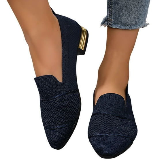 uvwlwu Women's Ballerina On Shoes Non Knitted Trainers Comfortable Breathable Summer Sporty Women Flat Shoes Comfort Shoes(Navy,6.5)