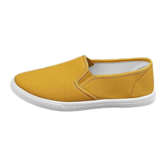 uvwlwu Women's Casual Shoes Fashionable Unisex On Lace Up Flat Comfortable Canvas Sneakers For Daily Wear With Jeans And Casual Pants(Yellow,6.5)