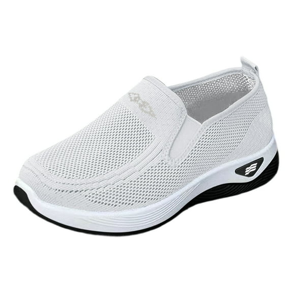 uvwlwu Women's Casual Shoes Lightweight Comfortable Breathable Sneakers For Everyday Wear Flat On Design With Mesh Upper For All Seasons(White,9)