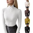thumbnail image 1 of uvwlwu Women's Neck Base Layer Tops, Cross Wrap Turtleneck, Slim Fitted Fit, Ribbed Texture, for Cool Days and Cozy Layering,M, 1 of 4