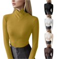 thumbnail image 1 of uvwlwu Women's Neck Base Layer Tops, Cross Wrap Turtleneck, Slim Fitted Fit, Ribbed Texture, for Cool Days and Cozy Layering,XL, 1 of 4