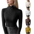 thumbnail image 1 of uvwlwu Women's Neck Base Layer Tops, Cross Wrap Turtleneck, Slim Fitted Fit, Ribbed Texture, for Cool Days and Cozy Layering,XXL, 1 of 4