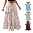thumbnail image 1 of uvwlwu Women's Polka Dot Maxi Skirt Elastic High Waist Tiered Ruffle Flowy A Line Lightweight Versatile Four Season Casual Vacation Everyday Bottom,XXL, 1 of 5