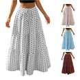 thumbnail image 1 of uvwlwu Women's Polka Dot Maxi Skirt Elastic High Waist Tiered Ruffle Flowy A Line Lightweight Versatile Four Season Casual Vacation Everyday Bottom,XXL, 1 of 5