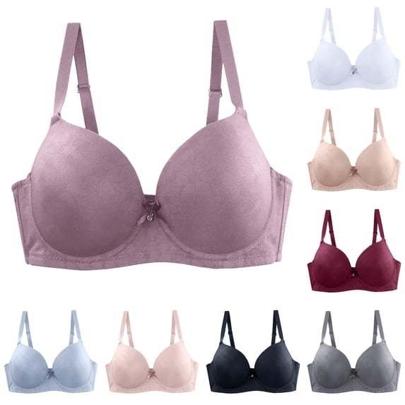 uvwlwu Women's Underwire Shaping Cup Bra Jacquard Pattern Adjustable Shoulder Straps Support Plus Size Everyday Basic Ladies Bra,110D