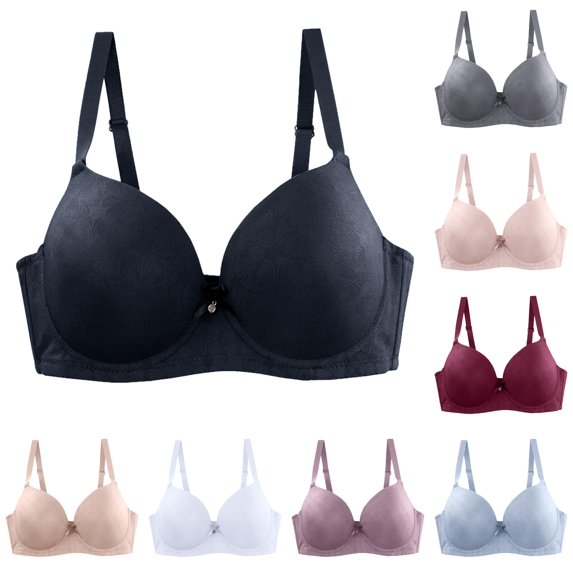 uvwlwu Women's Underwire Shaping Cup Bra Jacquard Pattern Adjustable Shoulder Straps Support Plus Size Everyday Basic Ladies Bra,110D