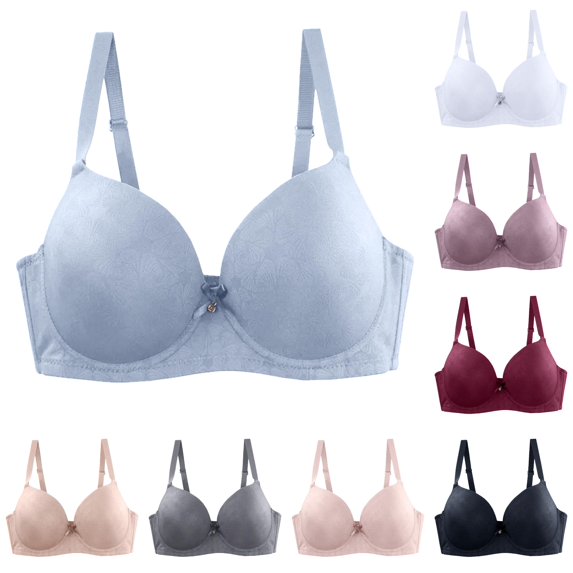 uvwlwu Women's Underwire Shaping Cup Bra Jacquard Pattern Adjustable Shoulder Straps Support Plus Size Everyday Basic Ladies Bra,90D