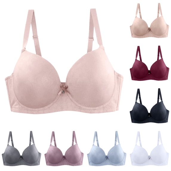uvwlwu Women's Underwire Shaping Cup Bra Jacquard Pattern Adjustable Shoulder Straps Support Plus Size Everyday Basic Ladies Bra,90D