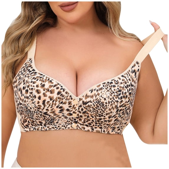 uvwlwu Women's Wireless Front Button Bra Mesh Wide Adjustable Straps Gentle Gathering Side Support Soft Plus Size Everyday Ladies Underwear Bra,44B