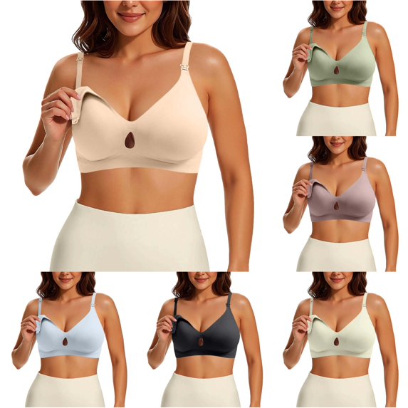 uvwlwu Women's Wireless Seamless Nursing Bra Clip Down Feeding Cup Adjustable Straps Gentle Support Maternity Bralette for Pregnancy and Postpartum Daily Wear,XL