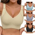 thumbnail image 1 of uvwlwu Women's Wireless Seamless V Neck T Shirt Bra Subtle Textured Fabric Wide Adjustable Straps Full Coverage Gentle Lift Support Soft Plus Size Everyday Ladies Underwear Bra,M, 1 of 4