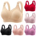 thumbnail image 1 of uvwlwu Women's Wireless V Neck Ribbed Full Figure Bra Adjustable Wide Straps Side Coverage Gentle Lift Support Soft Fit for Everyday Casual Ladies Underwear Bra,46, 1 of 4