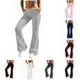 thumbnail image 1 of uvwlwu Womens High Waist Flared Yoga Pants Elastic Waist Casual Bell Bottom Trousers with Side Pockets Stretch Comfort Active Bottoms for Daily Workout Wear,M, 1 of 5