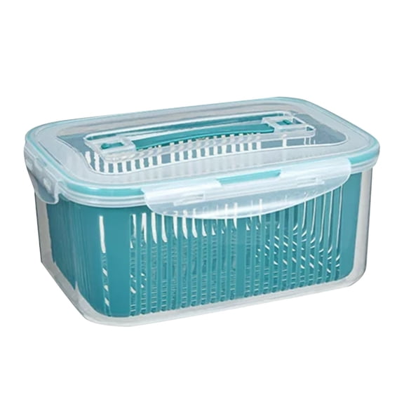 uvwlwu Ycolew Fruit Vegetable Produce Storage Containers With Lid & Colander 5 Packs Fresh Set | Refrigerator Fridge Organizer | For Berry Lettuce Food Meat Fish Celery(Blue)