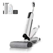 uwant D100 Wet Dry Vacuum Cleaner 180 Lay-Flat Vacuum Mop All in One with 18000Pa Suction Auto Self-Cleaning Anti Odor Stick Pushin Mop Dual-Edge Cleaning Electeic Mop Set for Hard Floor/Carpet,Milky