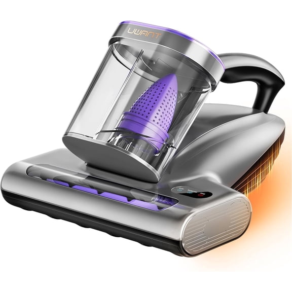 uwant Mattress Vacuum Cleaner, 18KPa Bed Vacuum with 253.7nm UV-C Light, 500W Powerful Handheld Vacuum with 65° Hot Air, 60000 RPM/Min Tapping, Ultrasonic, HEPA Filter for Bed, Sofa, Crib Set of 1