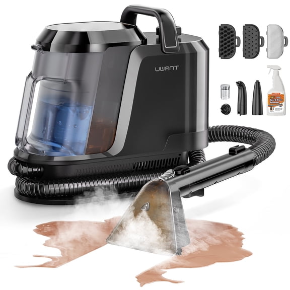 uwant Portable Steam&Heating Carpet&Upholstery Cleaner Machine with 18Kpa Powerful Suction and Self- Cleaning Tools for Pets, Car and Furniture