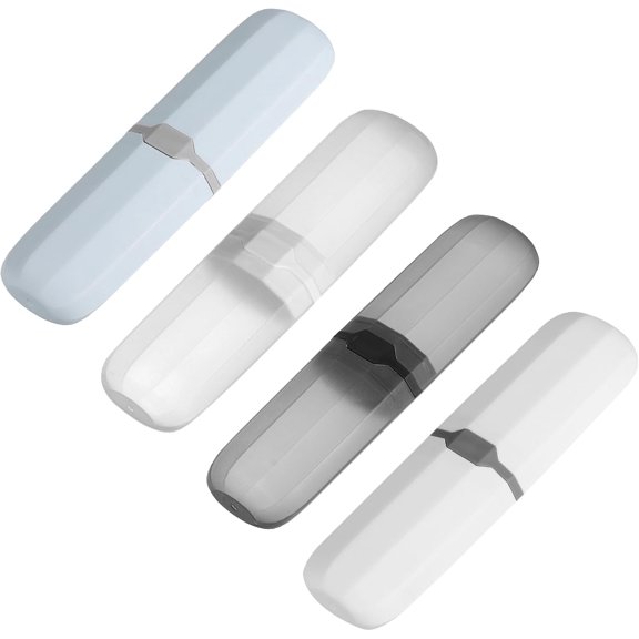 uxcell 4pcs Travel Toothbrush Case White/Transparent White/Transparent Black/Grey Blue Portable Toothbrush Holder Toothbrush Organizer Storage Container Covers for Travel Business Camping