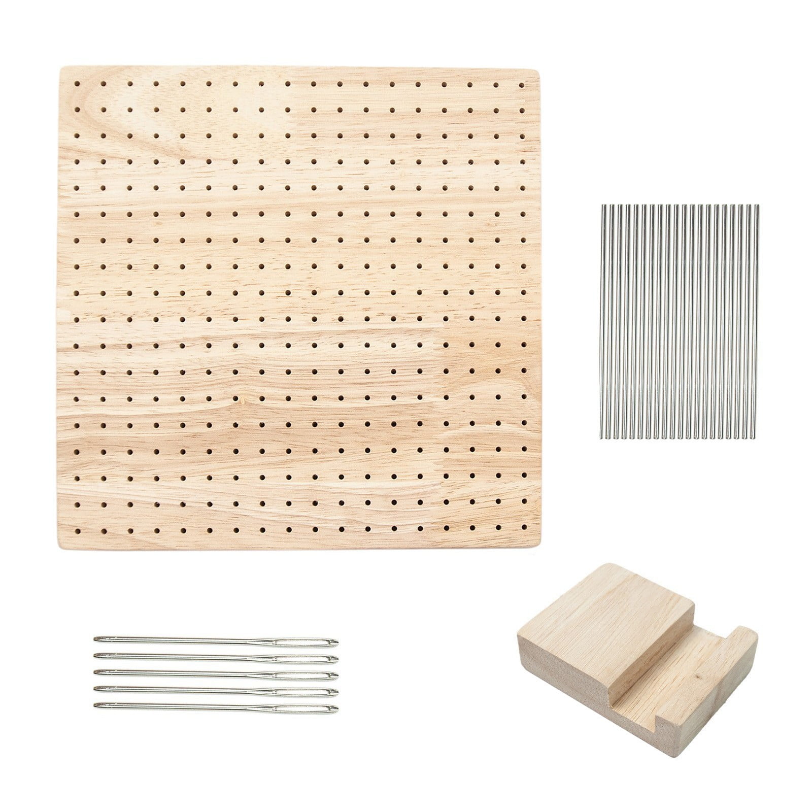 Coopay Grande Planche de Blocage Crochet, 28x28cm Bloqueur Granny Square Crochet, Planche Blocage Crochet Carré Granny en Bois, Accessoires de Crochet Tricot, avec 30 Tiges de Métal