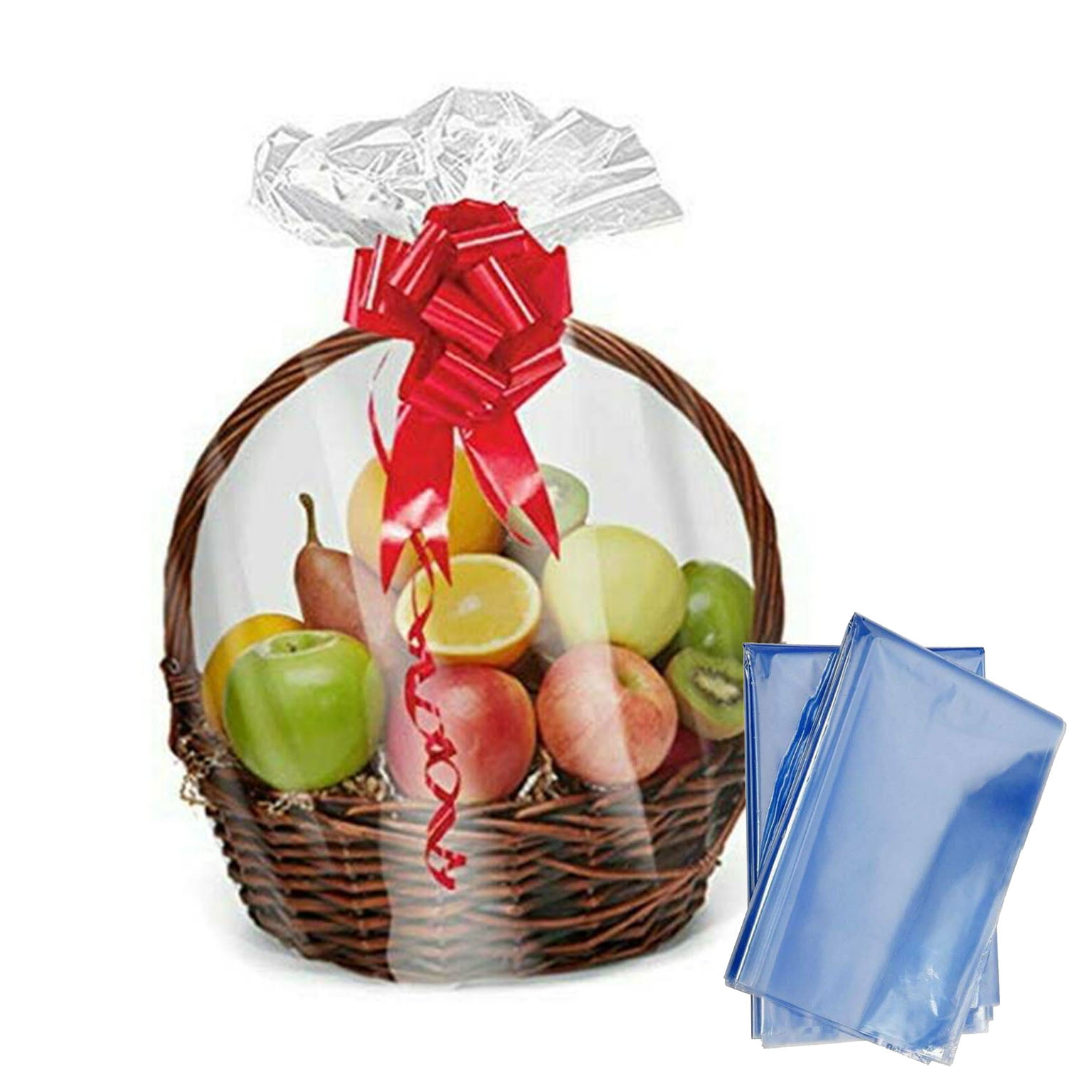 Morepack Clear Cello/ Cellophane Basket Bags for Gift Wrap, 32x40inch