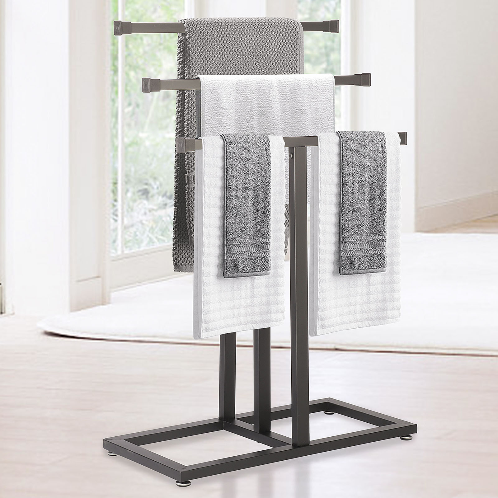 iDesign Axis Metal FreeStanding Hand Towel Drying Rack for Bathroom