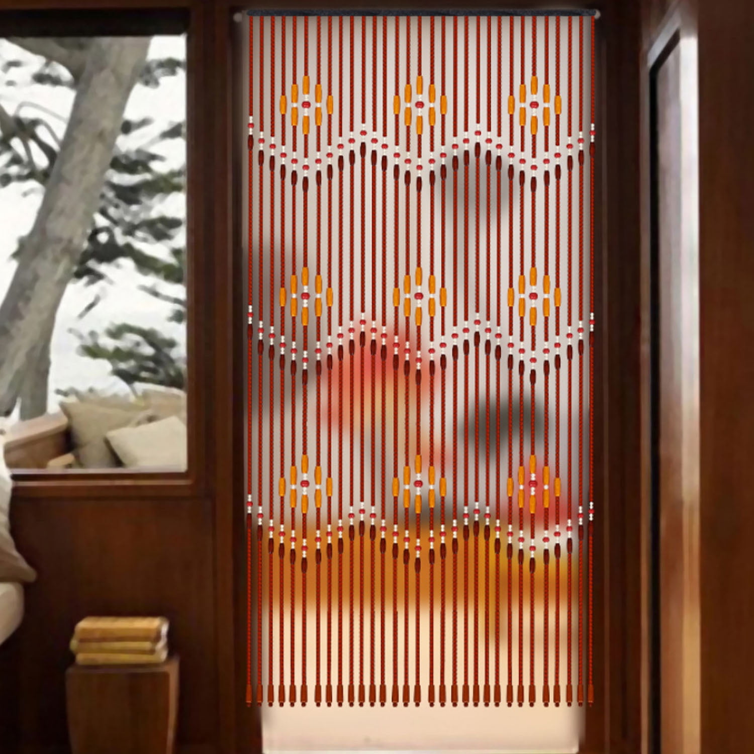 Haymaro 36inch x 72inch Hippie Boho-Bohemian Natural Wooden Door Beaded  Curtain Doorway Beads Bamboo-Like Window Front Door Decor Curtains Home  Decor