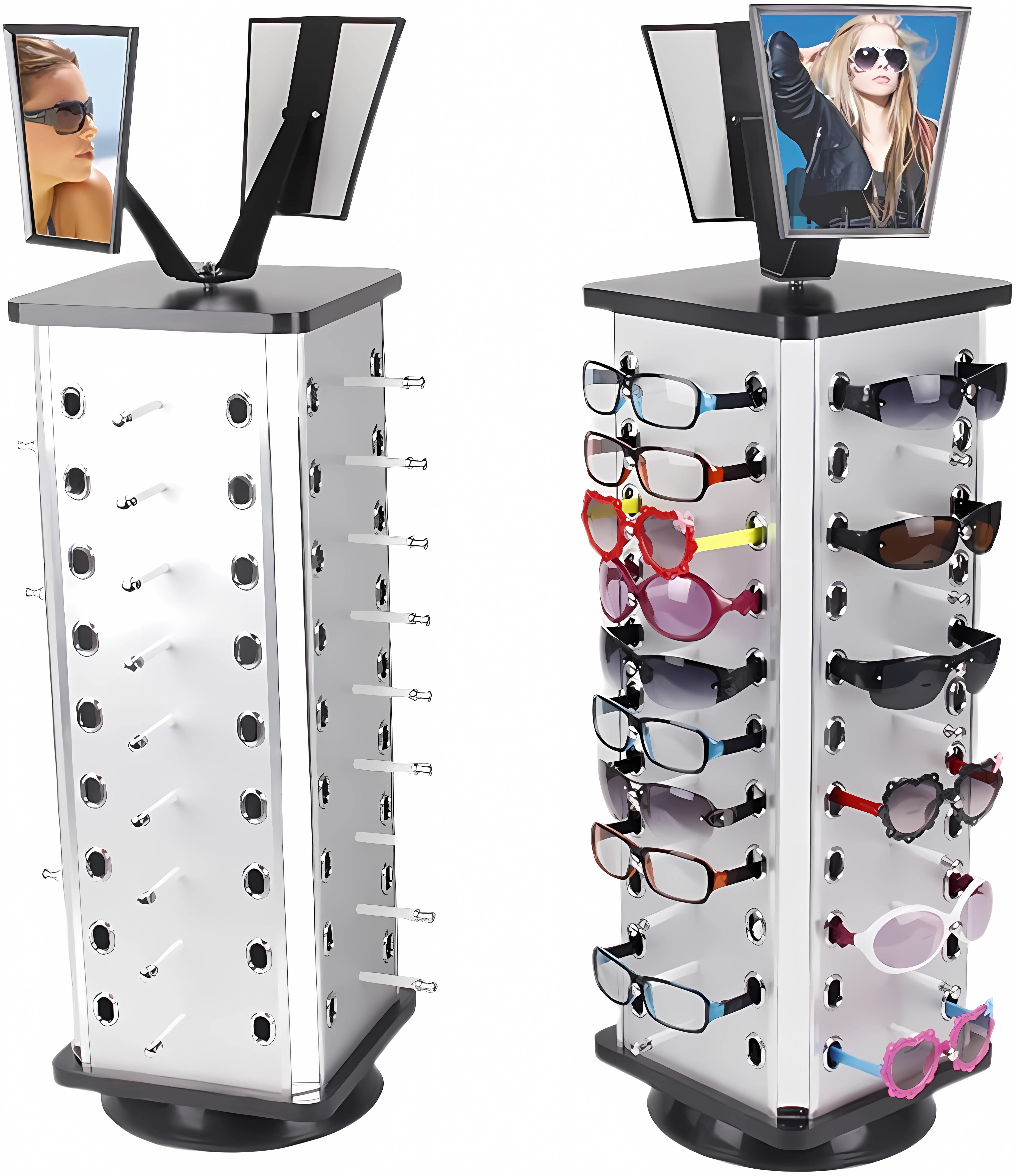 uyoyous 360° Rotating Sunglass Display Stand Rack, 44 Pairs Square