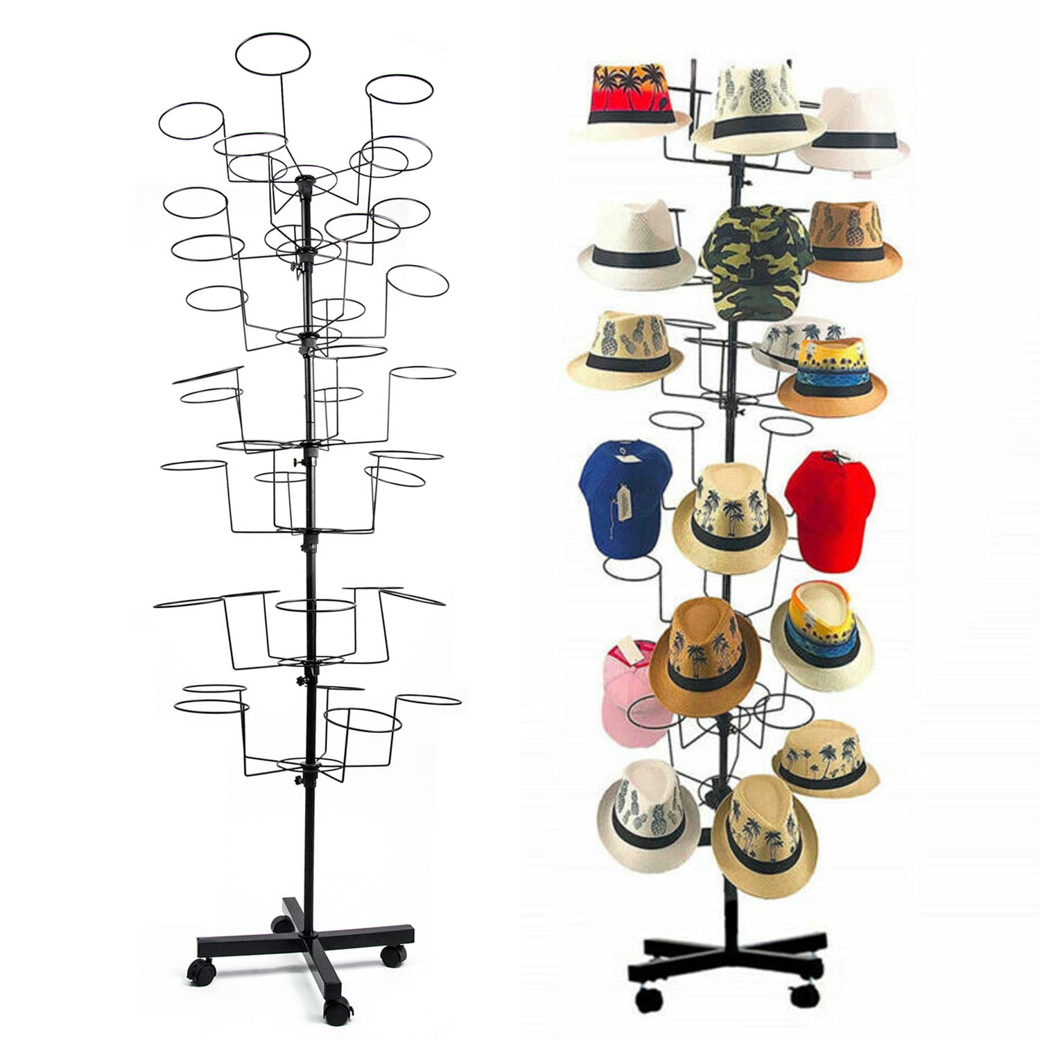 7 Tier Rotating Hat Display Rack Cowboy Baseball Hat Stand Hang 35Hats  Organizer