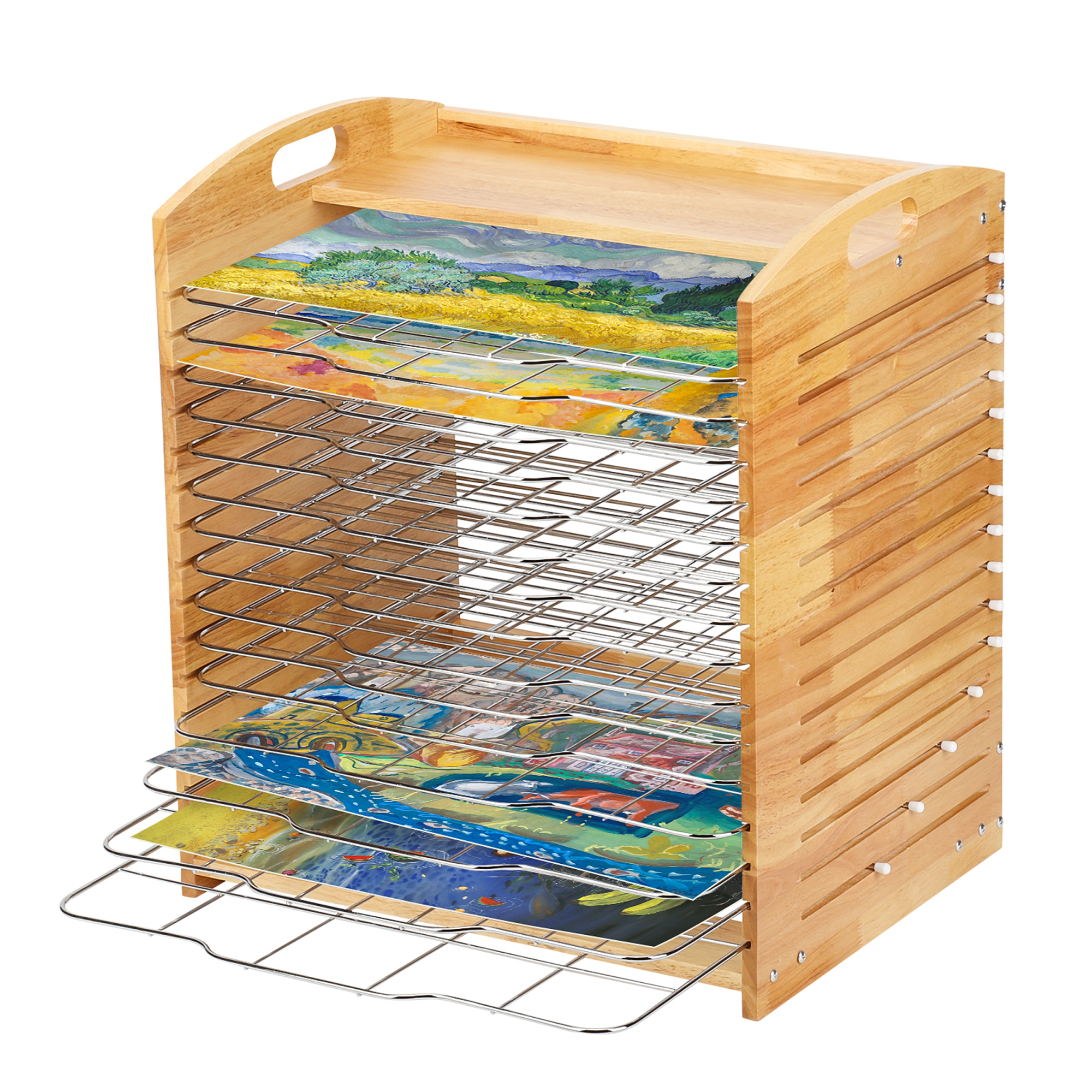 joymaney Art Drying Rack - Mobile Metal Art Storage Rack with 15 Removable Shelves, Art Organizer for Kids, Art Studio Organi
