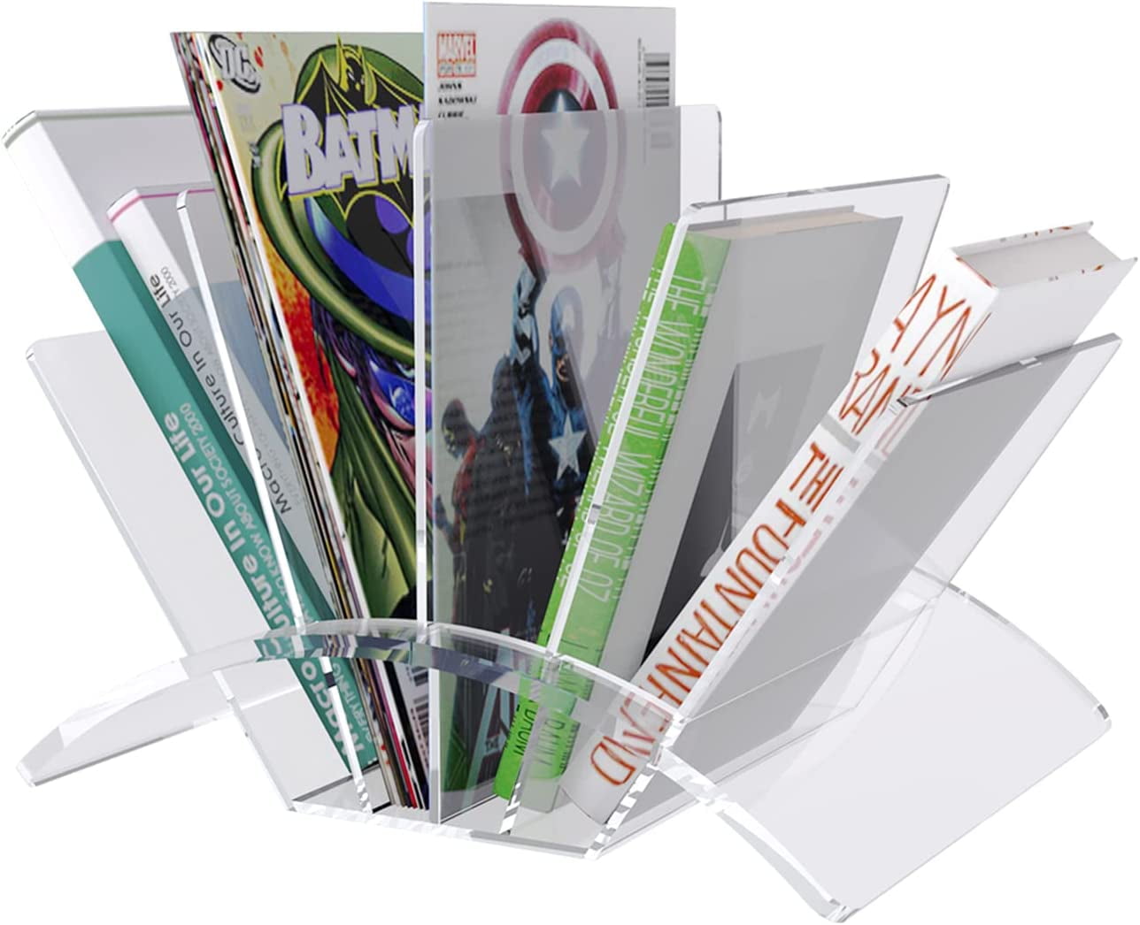 uyoyous Clear Acrylic Magazine Holder with 4 Pockets Pamphlet, Books