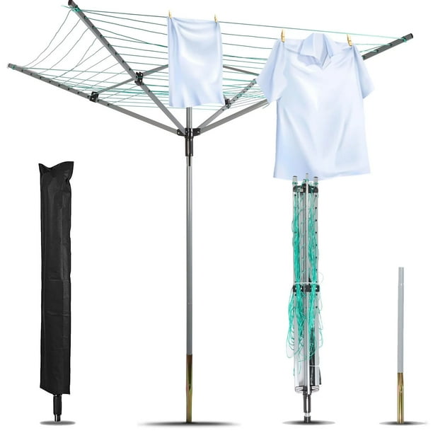 uyoyous Rotary Outdoor Umbrella Drying Rack Aluminum 12Lines with 165