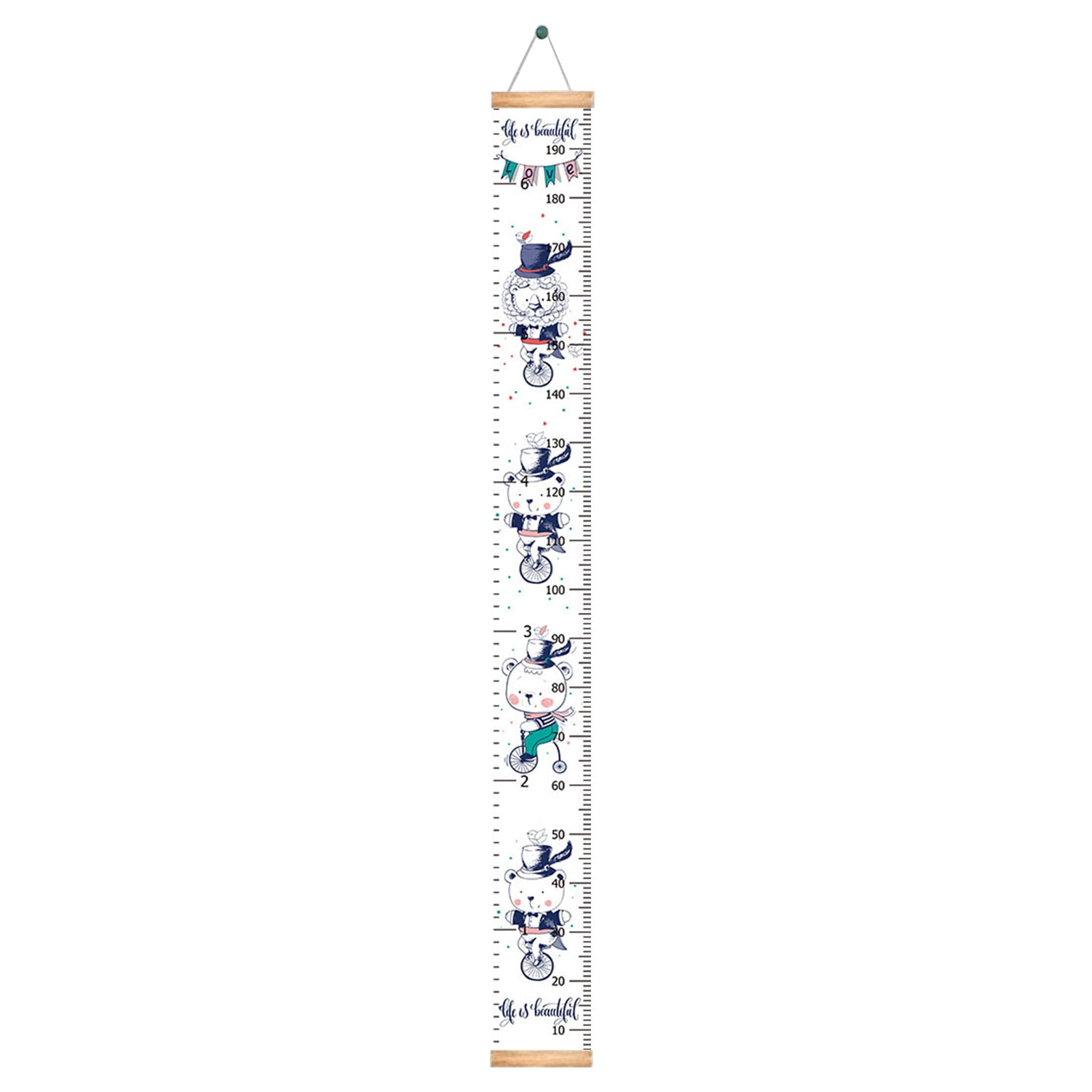 Baby Height Growth Chart – 79"x7.9" Hanging Canvas Ruler With Wood Frame, FT & Cm Marks For Kids Room Wall Decoration