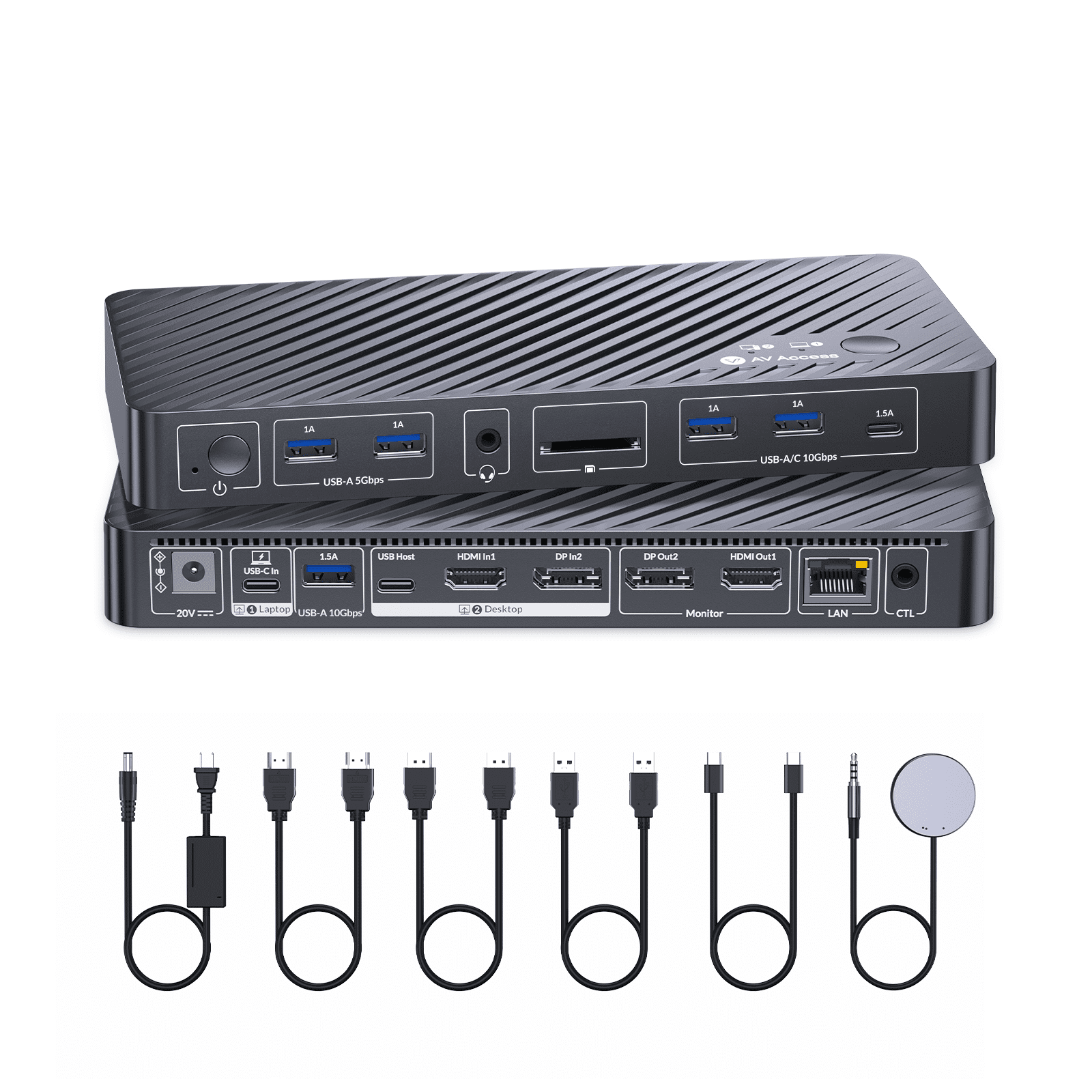 v AV Access USB-C KVM Switch Docking Station for 2 Laptops, 4K