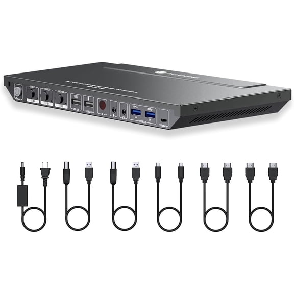 AV Access USB-C KVM Switch Docking Station, 3-Port with HDMI for Dual Monitor, 65W Power Delivery & Ethernet Port for 1 Laptop& 2desktop PCs(iDock B30)