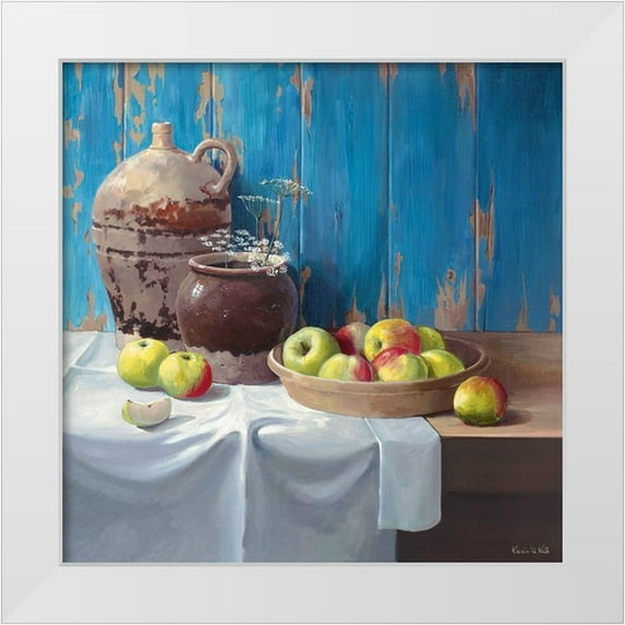 v.d. Valk, Karin 26x26 White Modern Wood Framed Museum Art Print Titled - AGED POTS WITH APPLES