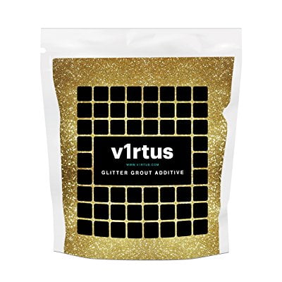 v1rtus Gold Glitter Grout Tile Additive 100g / 3.5oz for Wet Room Bathroom Kitchen Sparkle, Easy to use - Add / Mix with Epoxy Resin or Cement Based Grout - Heat Resistant - Colour Fast - Non Rust