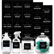 v2croft 48 Laundry Labels for Jars, Minimalist Laundry Room Stickers, Waterproof Home Storage Organization Labels for Containers, Cleaning Supplies (Black)
