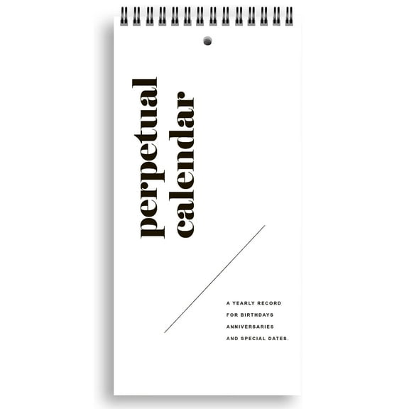 v2croft Perpetual Calendar, 5" x 10" Minimalist Special Event Reminder Calendar Book, Sprial Monthly and Daily Wall Hanging Organizer for Important Dates, Birthdays, Anniversaries (Black)