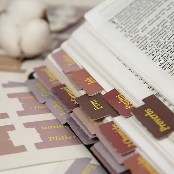 v2croft Self-Adhesive Laminated Large Print Index Tabs with 66 Bible Tabs, Neutral Color, 75 Count