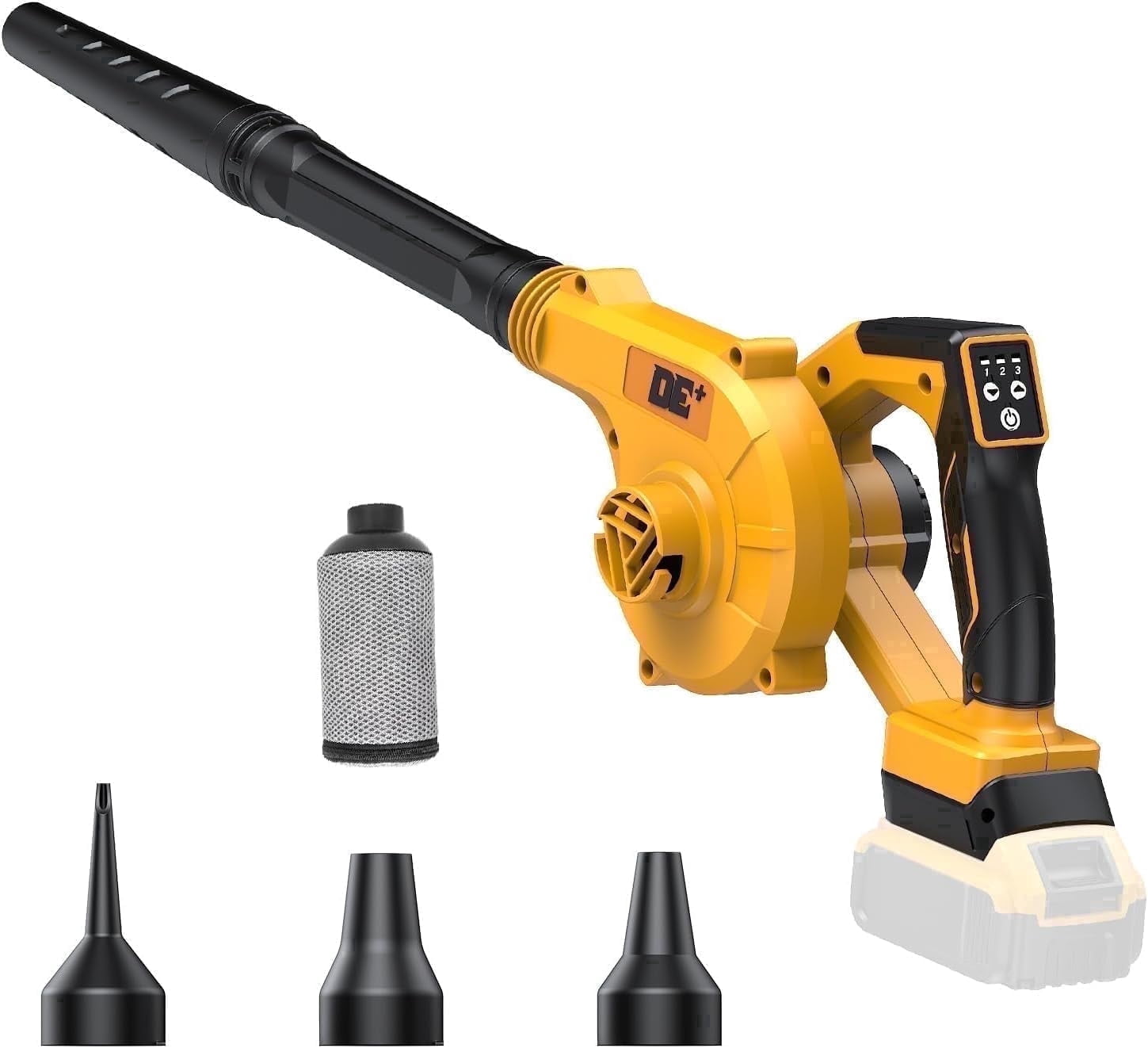 Cordless Leaf Blower for Dewalt 20V Battery, 2-in-1 , 3 Speeds up to 150 MPH, Lightweight, Extended Tube, for Lawn, Patio, Garage, Blower/Vacuum/Inflator/Deflator (No Battery)