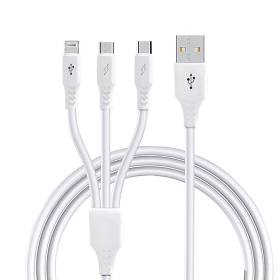 vAccessorize 3 Feet USB Type A to Type C 3 in 1 Fast Charging Cable for iPhone (White)