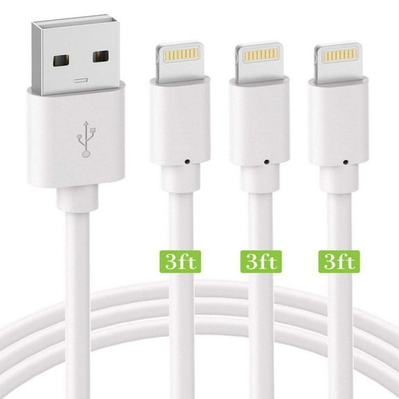 vAccessorize Data & Sync USB Charging Cable 3 Pack for Apple iPhone (White)