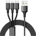 thumbnail image 1 of vAccessorize Multi 3 in 1 Braided Micro USB Fast Charging 6 feet Cable for iPhone (3 Pack, Black), 1 of 5