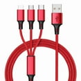 thumbnail image 1 of vAccessorize Multifunction 3 in 1 Fast Charging Cable for iPhone (Pack of 3 , 10 Feet, Red), 1 of 5
