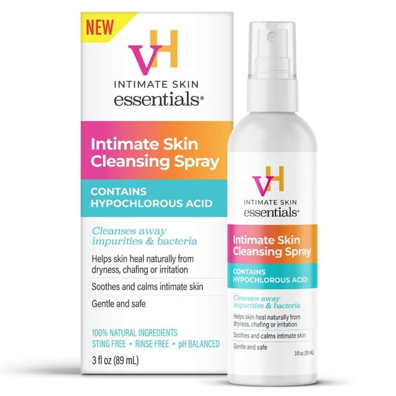 vH Essentials Intimate Cleansing Spray with Hypochlorous Acid 3 fl oz pH-Balanced Feminine Cleanser for Odor Control Alcohol-Free, Sting-Free