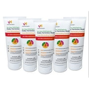 vH essentials Intimate Feminine Wash, pH Balanced with Tea Tree Oil, Cranberry, Prebiotics Odor Eliminating Formula, 6 FL OZ - 5 Pack